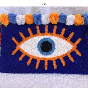Antica Sartoria Blue Colorful Eye Design Clutch NWT